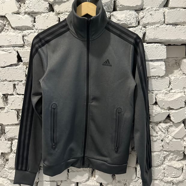 아디다스 그레이 삼선 트랙탑 져지
