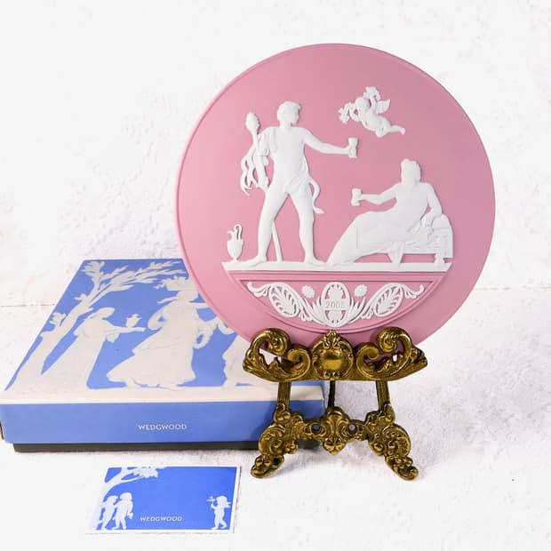 [영국앤틱] 웨지우드 재스퍼웨어 2008년 기념 핑크 장식접시(박스O)