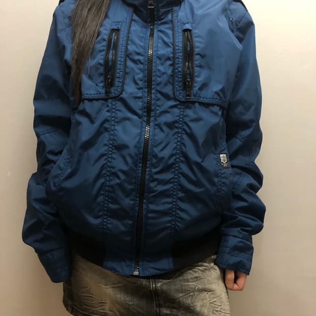 빈티지 버커루 블루 펑크 점퍼