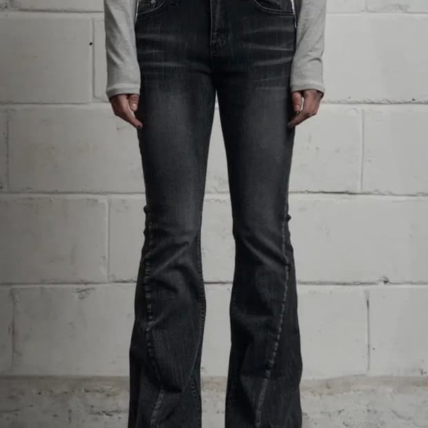 시너진 SLUB CAT WASHING DENIM PANTS BLACK