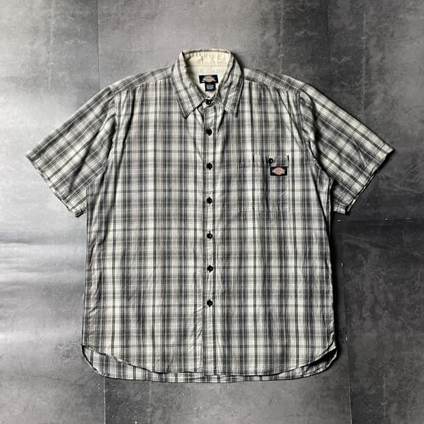DICKIES 디키즈 빈티지 체크 반팔 워크 셔츠 A01001