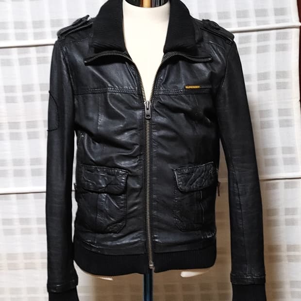 (100% 가죽) 슈퍼드라이 베컴 가죽 자켓 S (95)