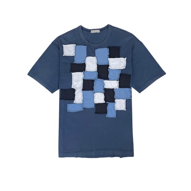 rolled edge patchwork T-shirt