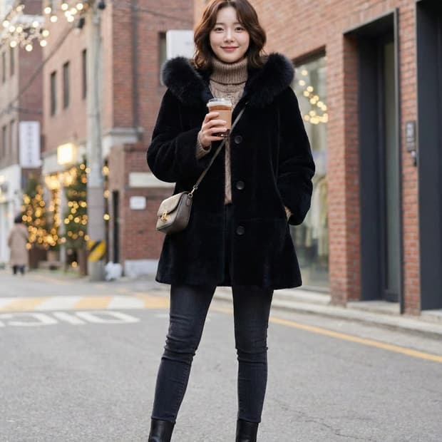 City Gee 시티지 사가폭스 콤비 양모 코트