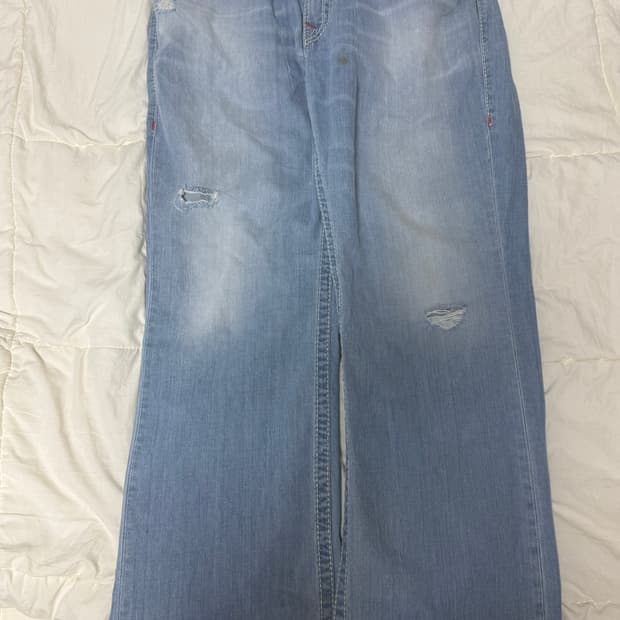 트루릴리젼 찢청 바지