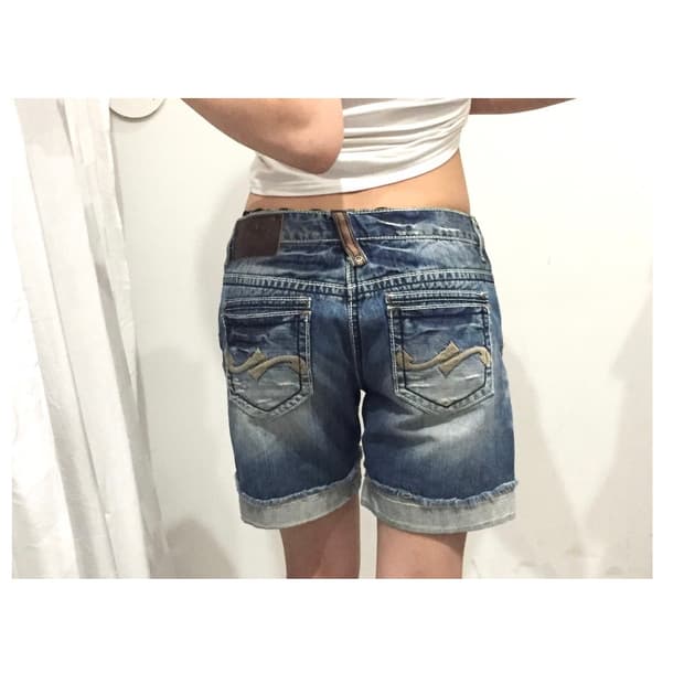 Vintage 갸루 펑크 Y2k 워싱 데님 하프 팬츠