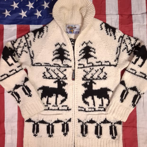오리지날 캐나다제조 카나타 노르딕 울 코위찬 가디건