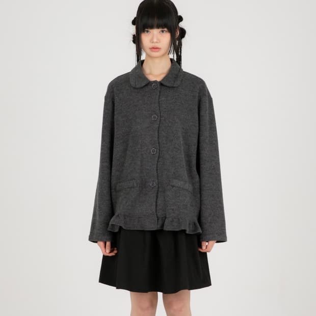 나이엔 라운드 플라켓 가디건 자켓