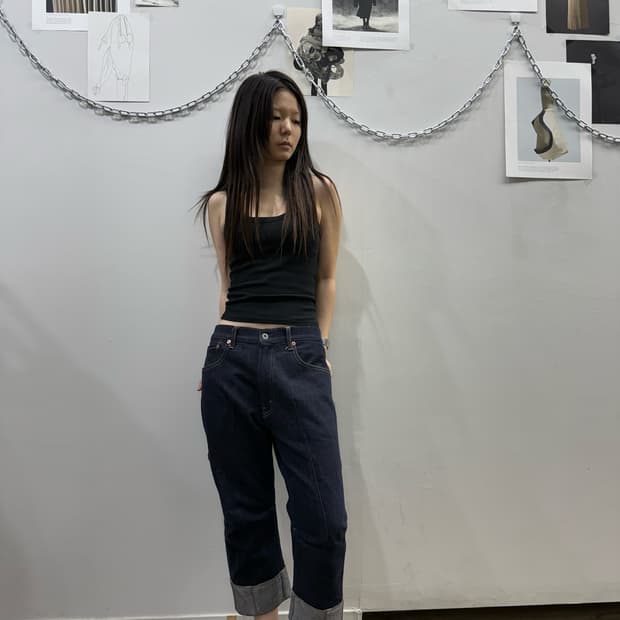 준야 와타나베 카프리 롤업 데님 팬츠