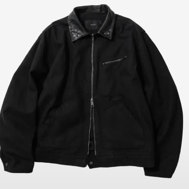 ETCE 카라 레더 워크 자켓 블랙