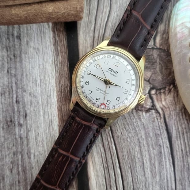 정품 빈티지 오리스 포인터 데이트 빅크라운 수동 시계