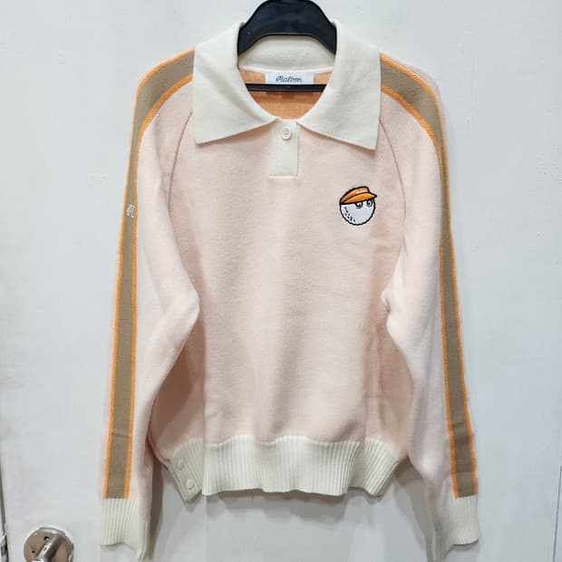 말본 소매배색 니트 카라탑 M 새거급