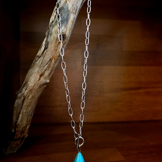 3크로스제작 물방울 터키석포인트 써지컬목걸이