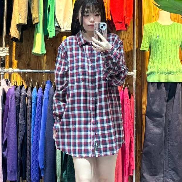 L 반스 투포켓 코튼 레드 체크셔츠