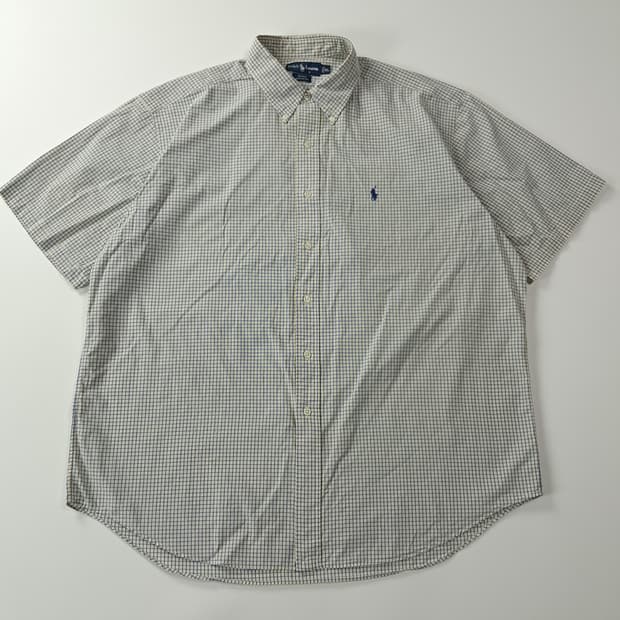 CJ755 XL 폴로 블레이크핏 90s 옐로우 마이크로체크 반팔 셔츠 