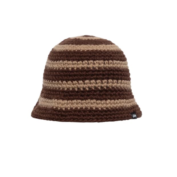 Stussy 스투시 스월 니트 버킷햇 브라운