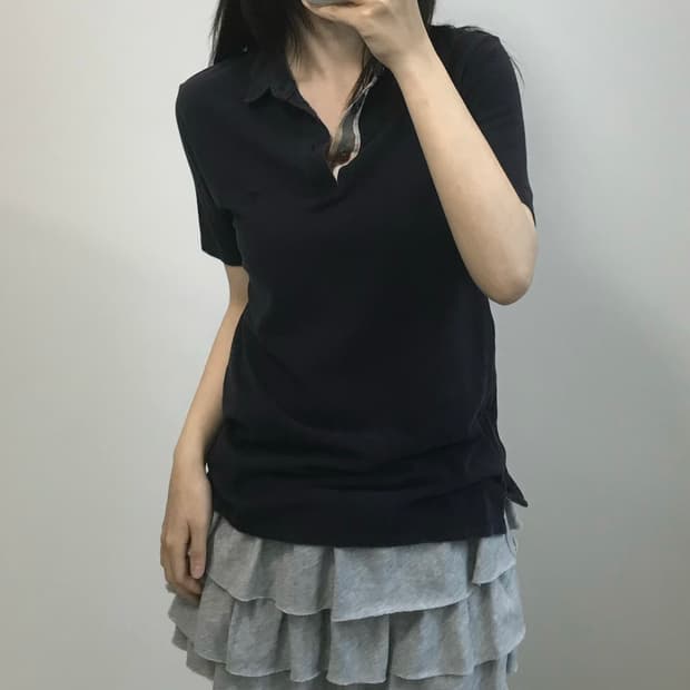 버버리 체크 배색 PK 반팔 카라 티셔츠