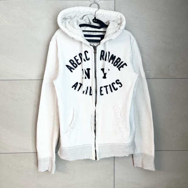 아베크롬비 스펠로고 화이트 대장 후드집업 [L]