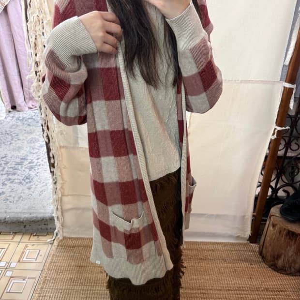 eddie bauer check cardigan