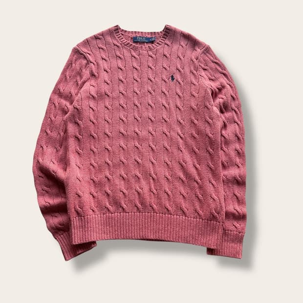 폴로 랄프로렌 파스텔 핑크 케이블 니트
