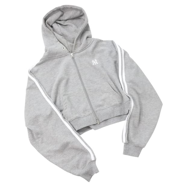 MLB 엠엘비 빈티지 뉴욕양키스 사이드라인 크롭 후드 집업 L