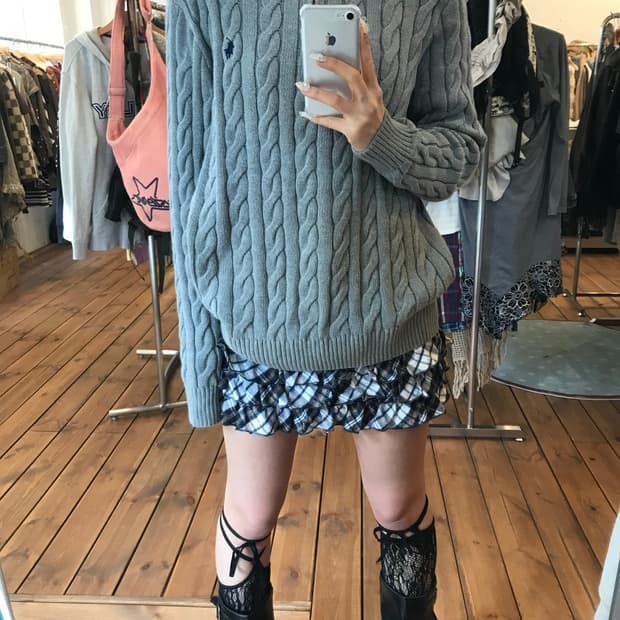 폴로 꽈배기 반 니트집업