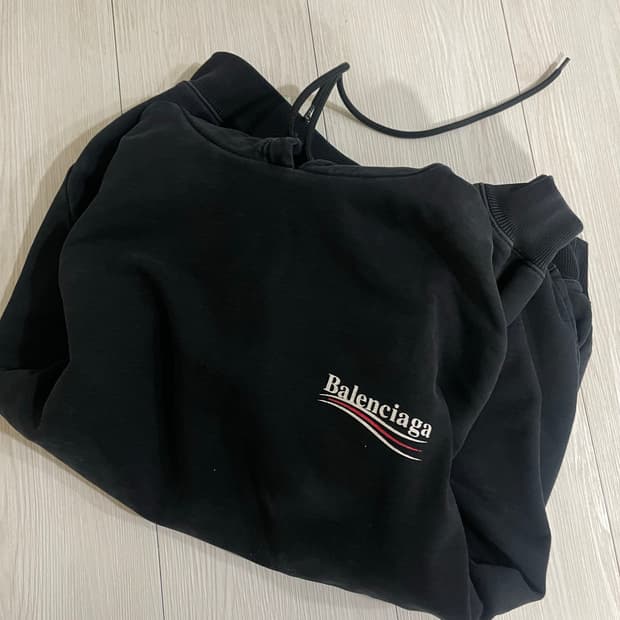 발렌시아가 웨이브로고 후드티