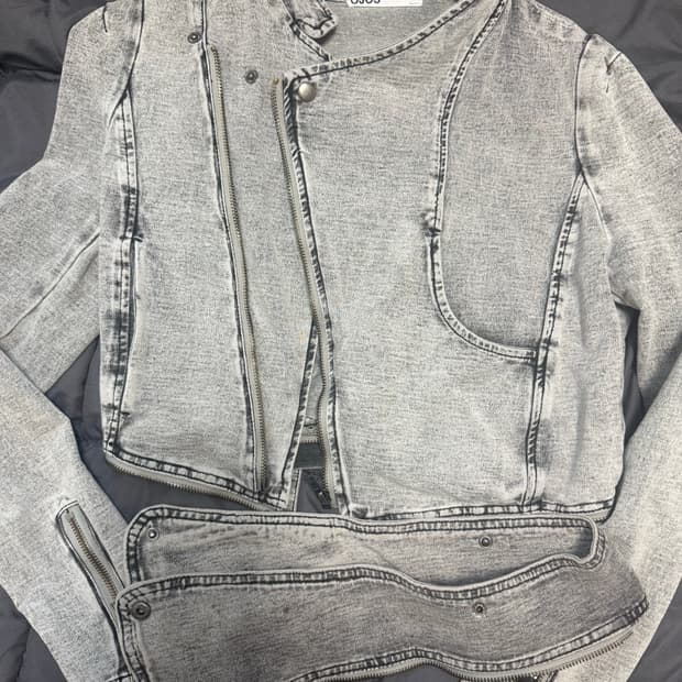 OJOS 오호스 스판 데님 라이더 자켓 그레이 2사이즈