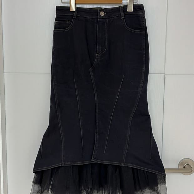 톰그레이하운드 블랙 데님 튤 스커트26 정품