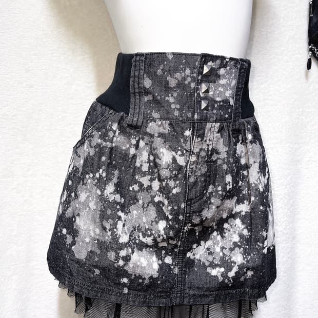 고스펑크 y2k 와투케 갸루 타이다이 스터드찡 그런지 미니스커트 치마