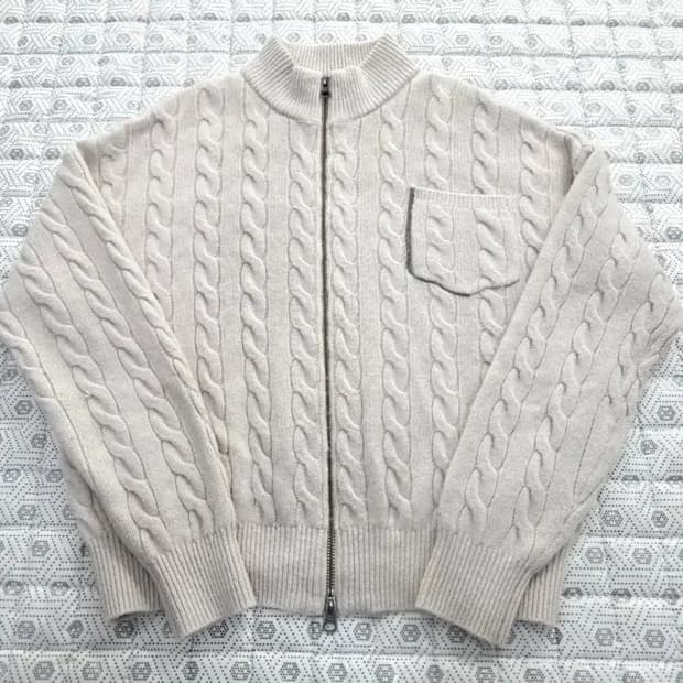 Brunello Cucinelli 캐시미어 꽈배기 집업 니트 95