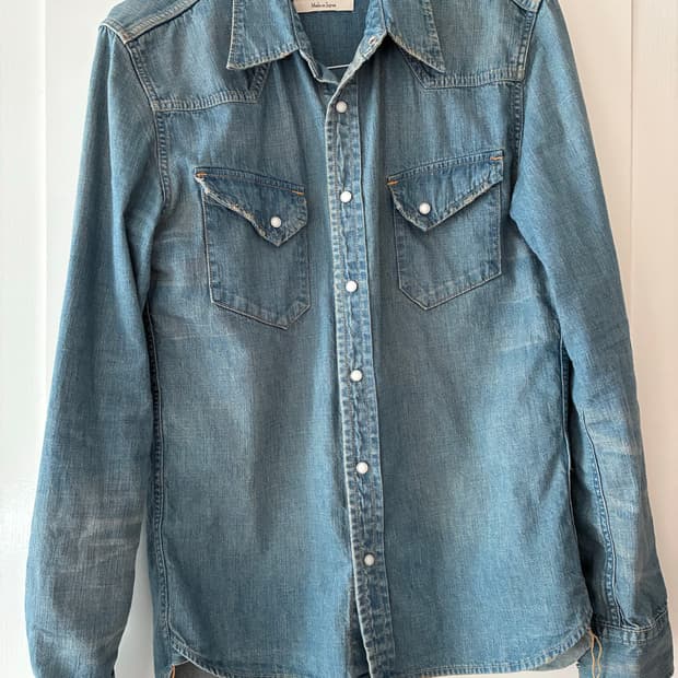BLUE REMI RELIEF DENIM WESTERN SHIRT