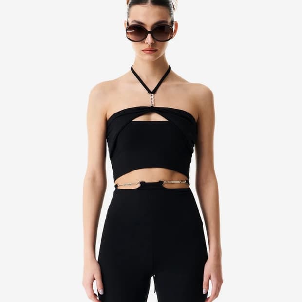 배디 Chain HalterNeck Tank Top Black