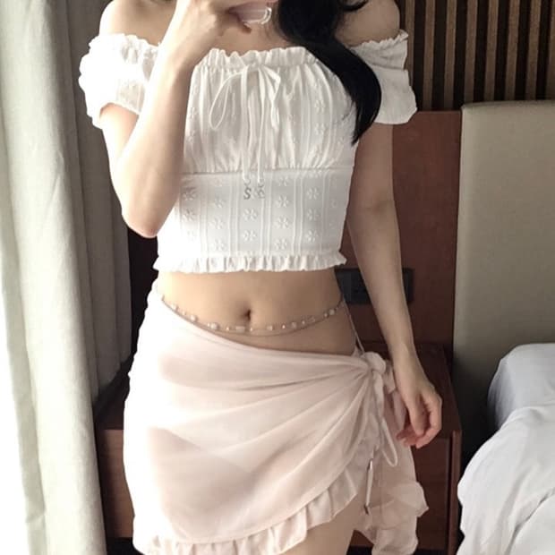 유솝 릴리 퍼프 스윔웨어 피치 (+벨트)