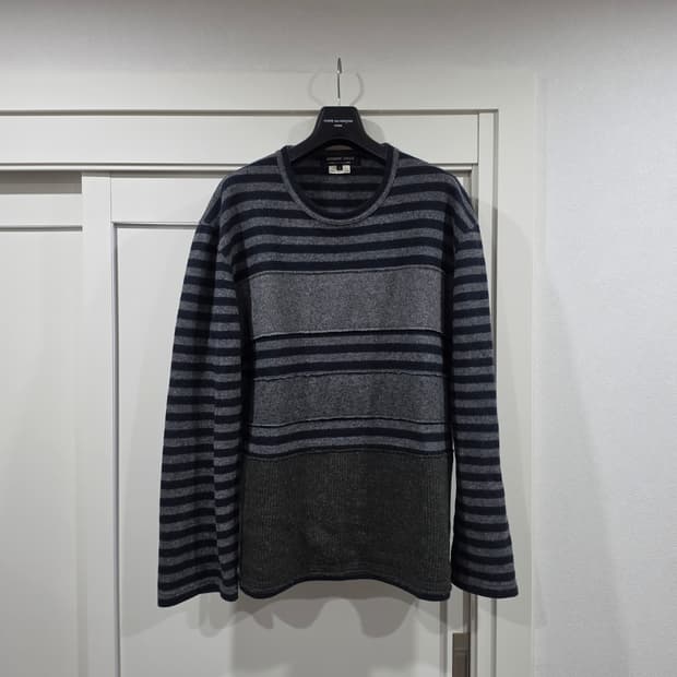 꼼데가르송 옴므 듀 엣지 블록 디테일 니트 L