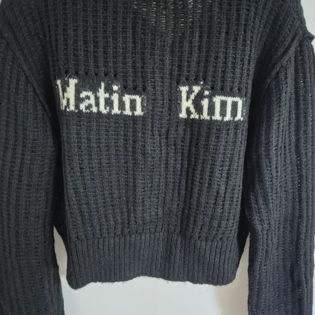 마뗑킴 크롭 블랙 니트 가디건 S