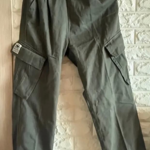 어반디타입 코튼 와이드 카고 팬츠_카키