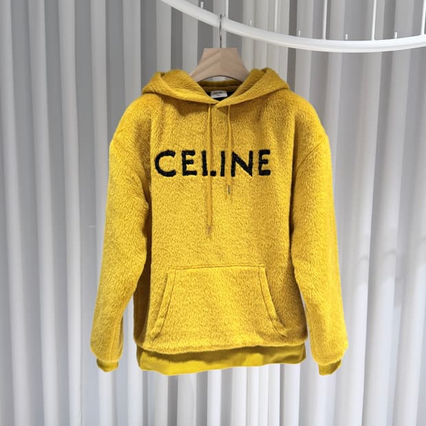 (A+/M) / 셀린느 글리터 로고 알파카 후드티셔츠 옐로우