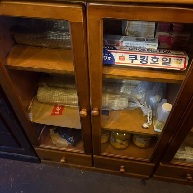 빈티지 원목 유리장