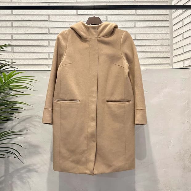 JPN VINTAGE 후드 코트 히든 클로저 투포켓 하이넥 디테일 베이지