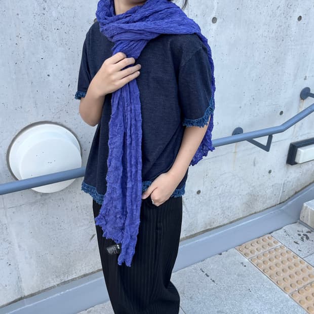 Vintage Pleats Blue Scarf