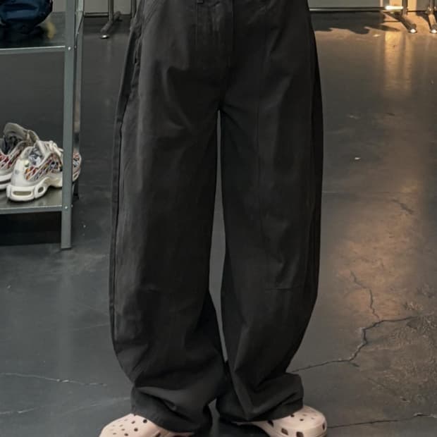 빈티지 벌룬와이드 차콜 코튼팬츠 A2175