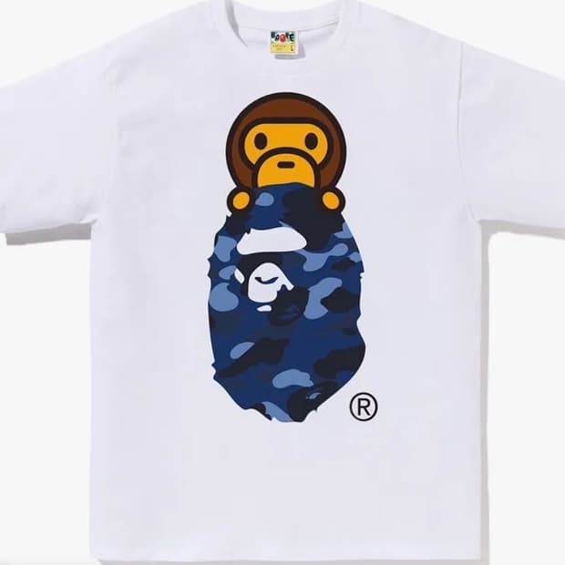 BAPE 베이프 블루 카모 반팔티셔츠 화이트 xxs