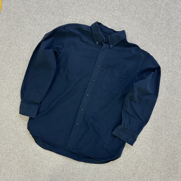 XL 유니클로 네이비 코튼 긴팔 셔츠 0429D