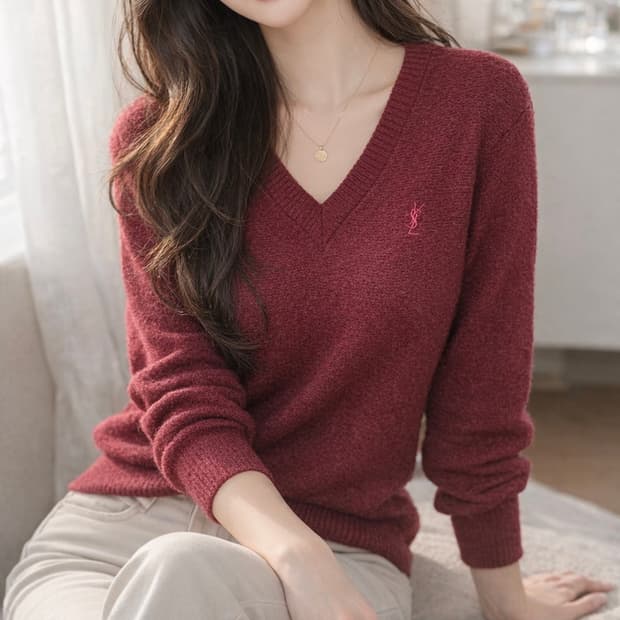 [M] 입생로랑 버건디 니트