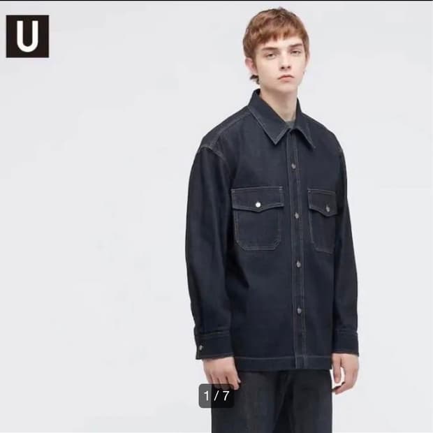 유니클로 U 데님 오버사이즈 셔츠 XXL