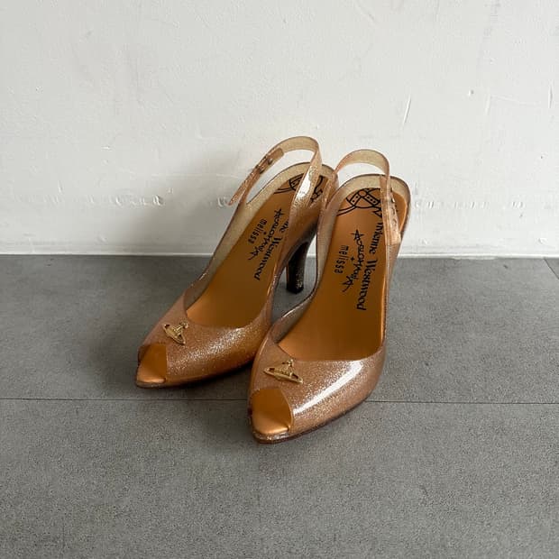 비비안웨스트우드 글리터 젤리 슬링백 힐