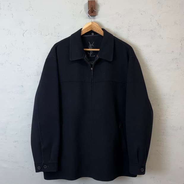 입생로랑 90s 빈티지 집업 울 자켓 블랙