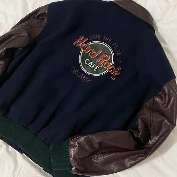 하드락카페 올랜도 레더 스타디움 자켓 L