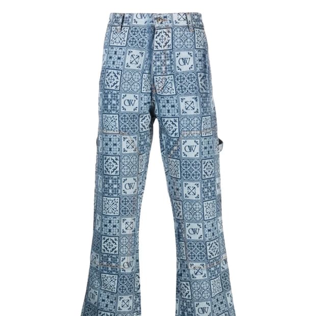 오프화이트 타일 데님팬츠